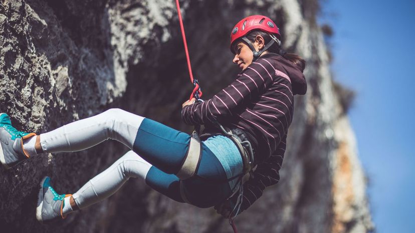 Woman abseiling