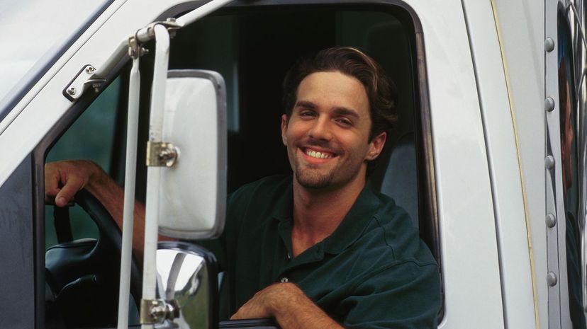 Truck driver smiles