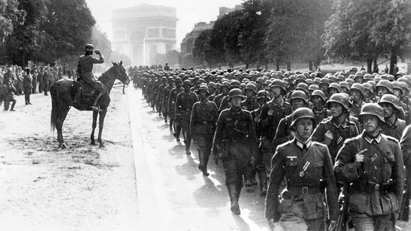 German soldiers march in Paris