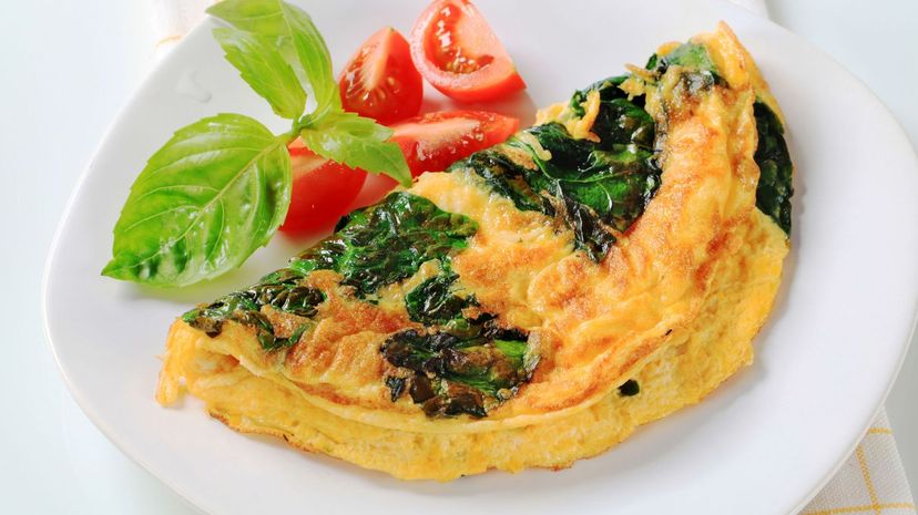 Omelette with cheese and spinach