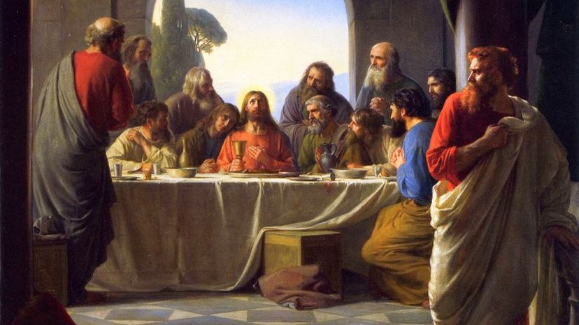 Judas Iscariot retiring from the Last Supper