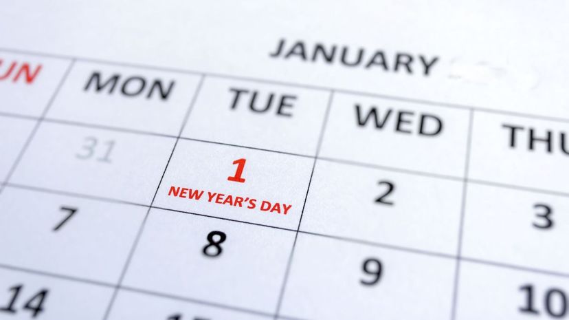 Calendar Indicating New Year Day on 1st January