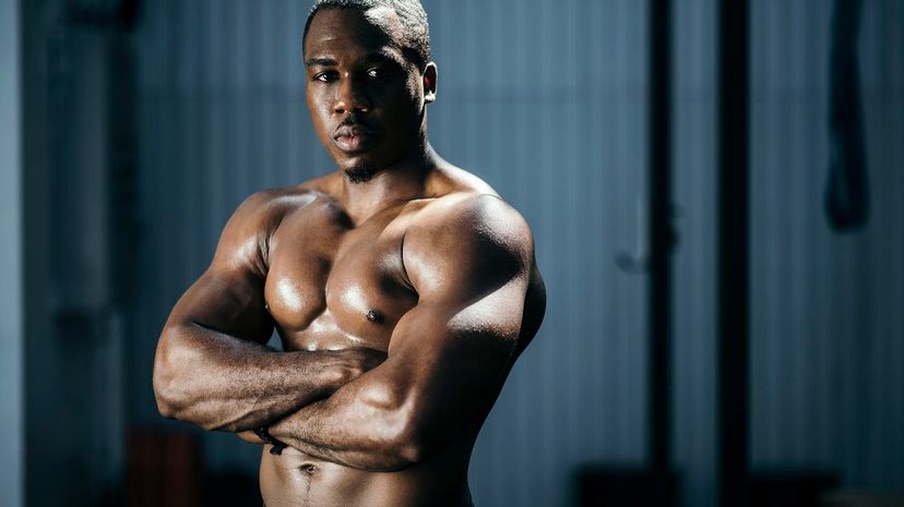 22 Muscular man in gym