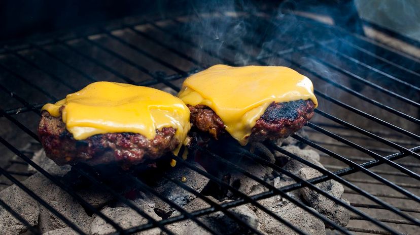 Cheeseburgers on a Grill