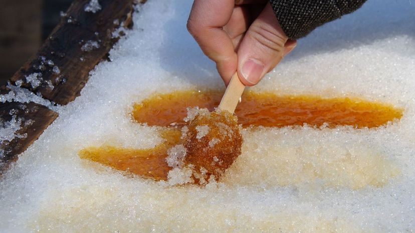 Canadian maple syrup taffy