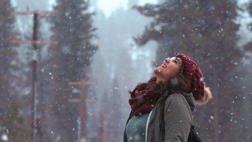 Woman enjoying the snow