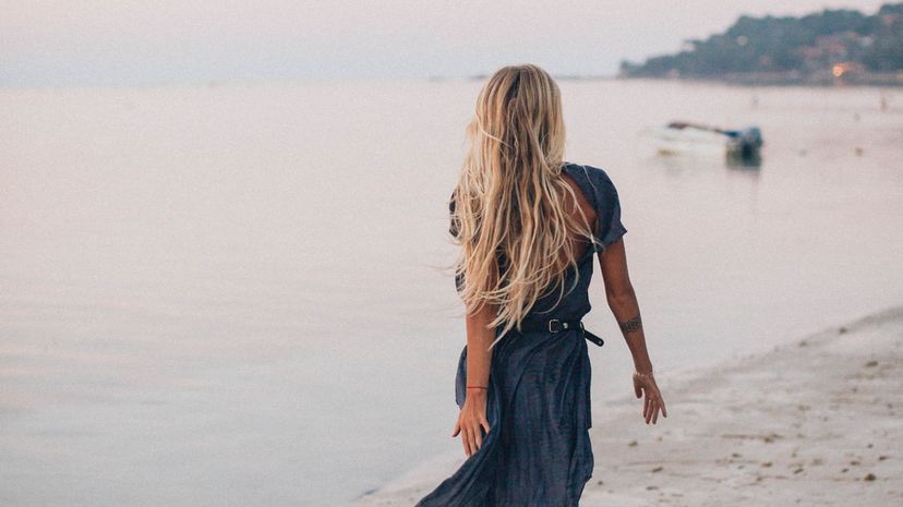 Blonde girl on beach