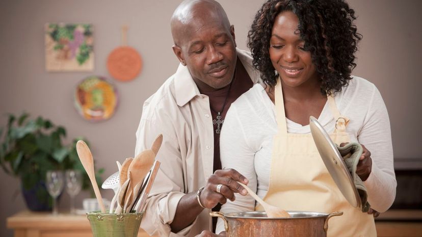 Couple making soup