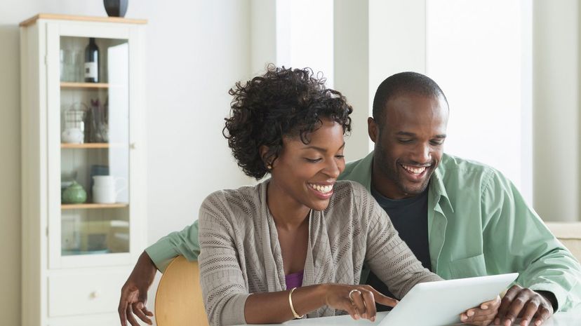 Couple using ipad