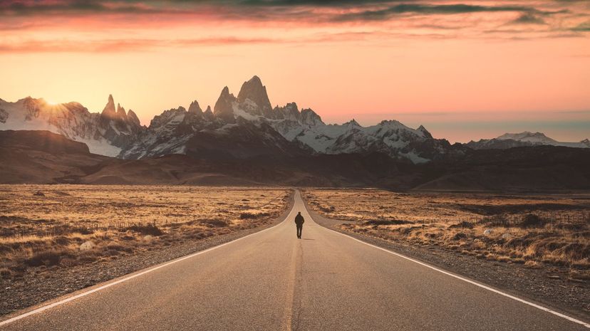 Man walking on the road