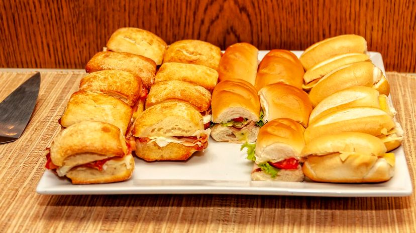 Tray with small and varied sandwiches