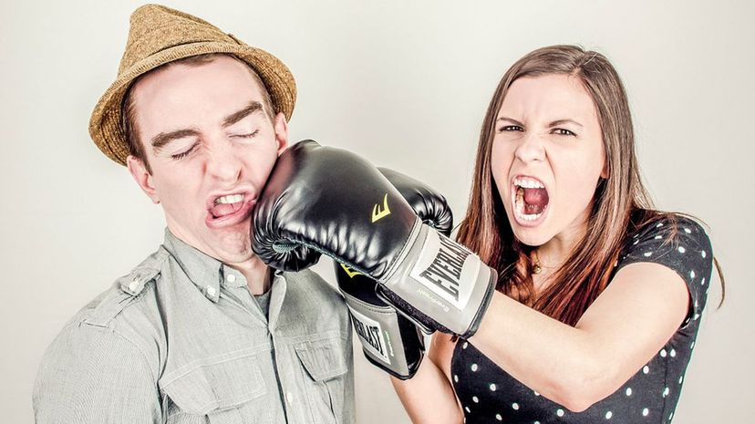 Woman Fake Punching Man