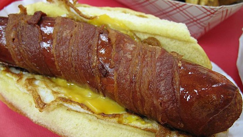 24 bacon-wrapped hot dog