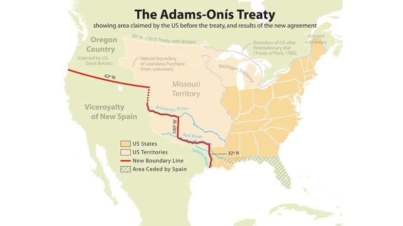 Adams-OnÃ­s Treaty map