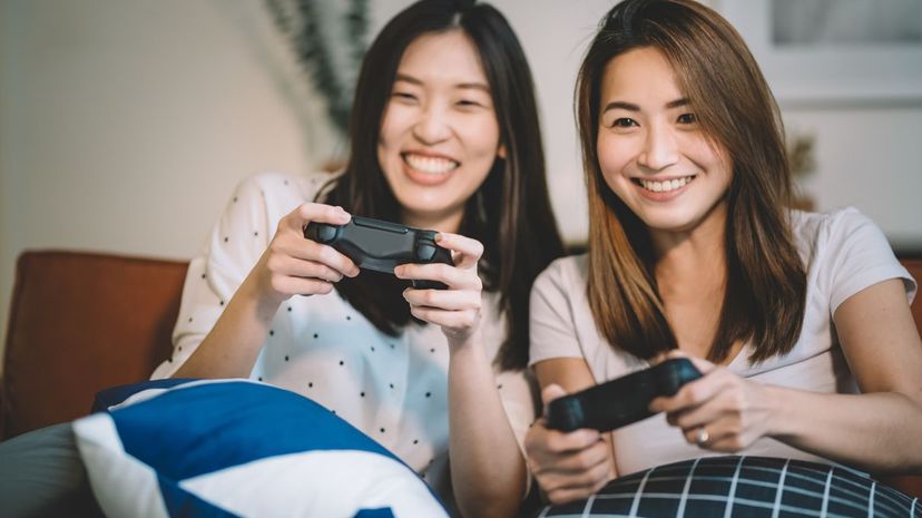 Female friends gaming