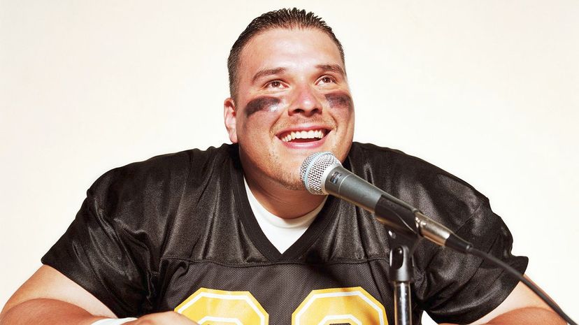 Football player in press conference