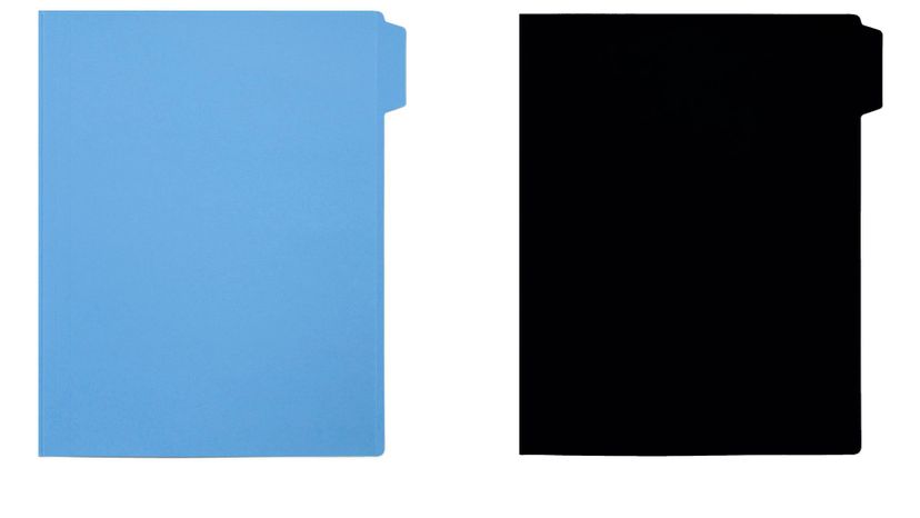 3 blue black folders