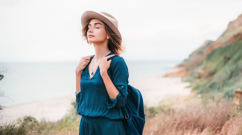 Woman breathing deeply