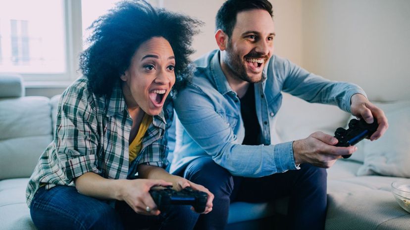 Couple playing video games