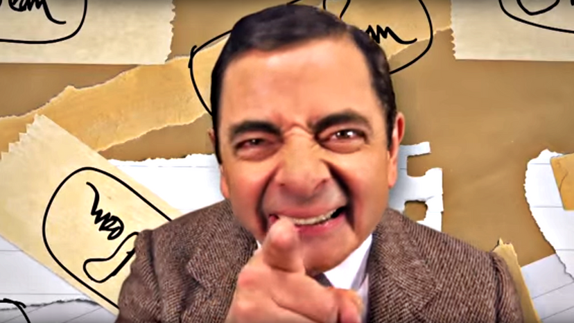 Mr. Bean pointing