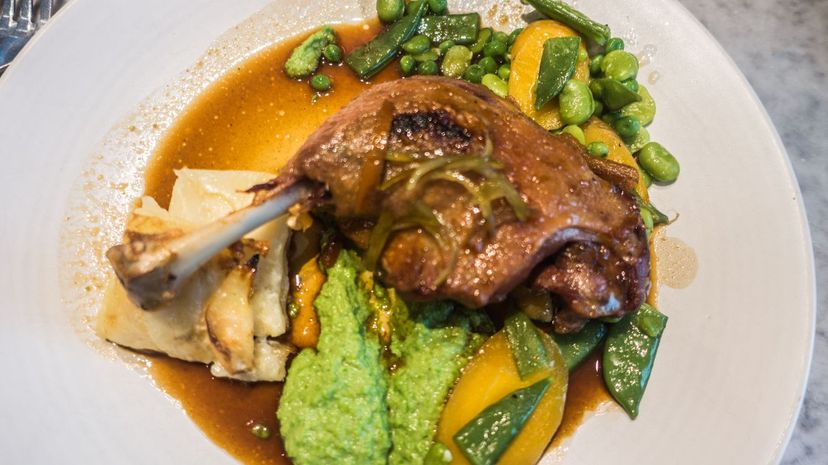 Duck leg confit with citrus sauce