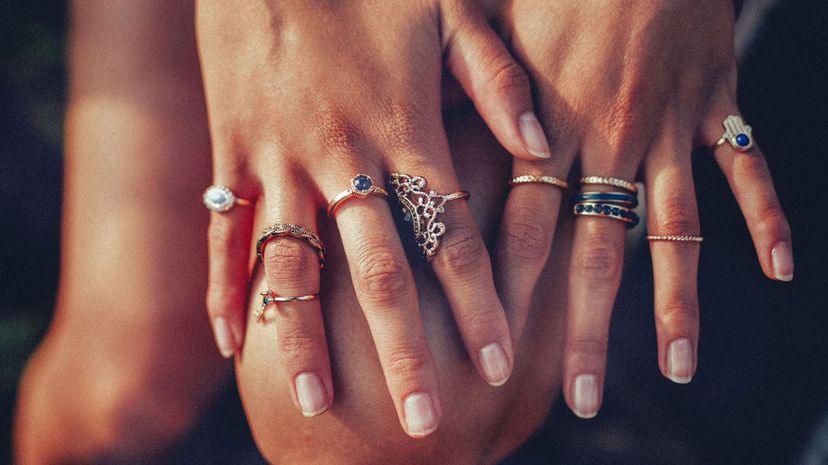 Hand with many rings