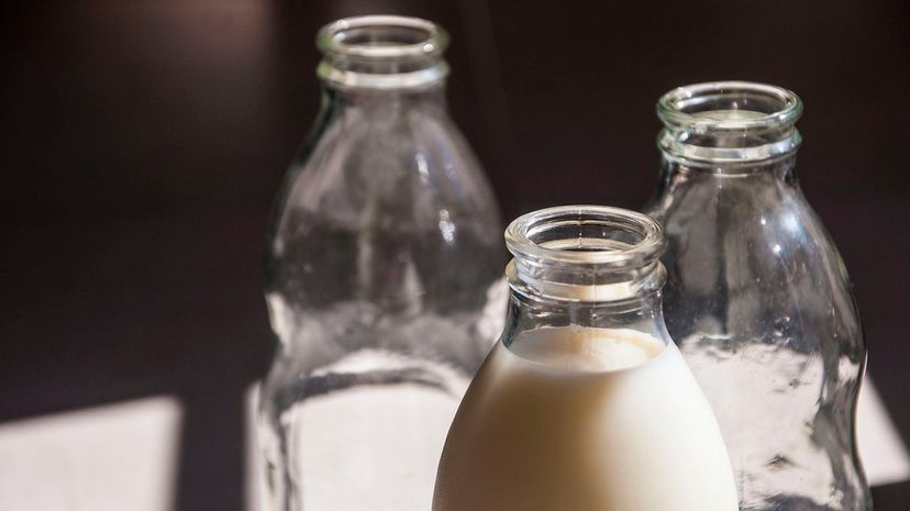 glass milk bottles