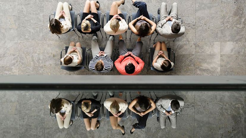 Business people sitting in waiting area