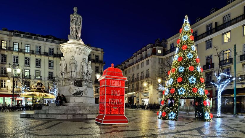 Christmas tree at PraÃ§a de Luis de CamÃµes, Lisbon, Portugal