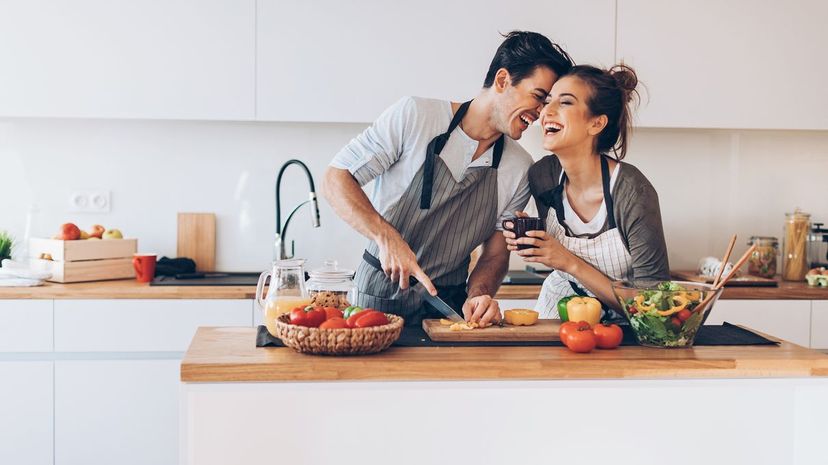 Couple Cook Kitchen