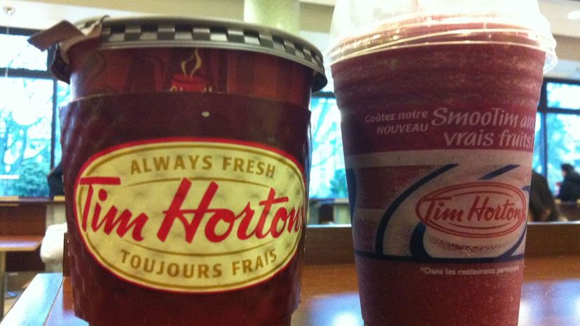 Tim Hortons coffee and smoothie