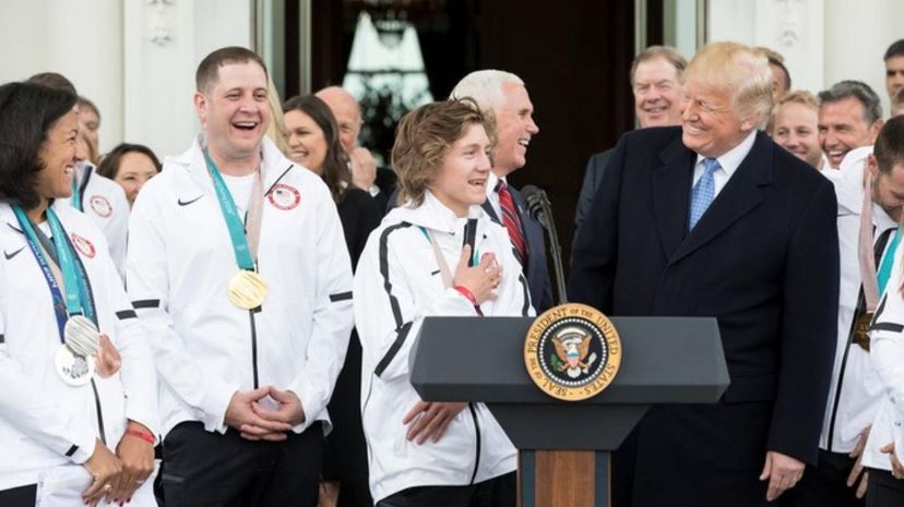 7 - President congratulating athletes