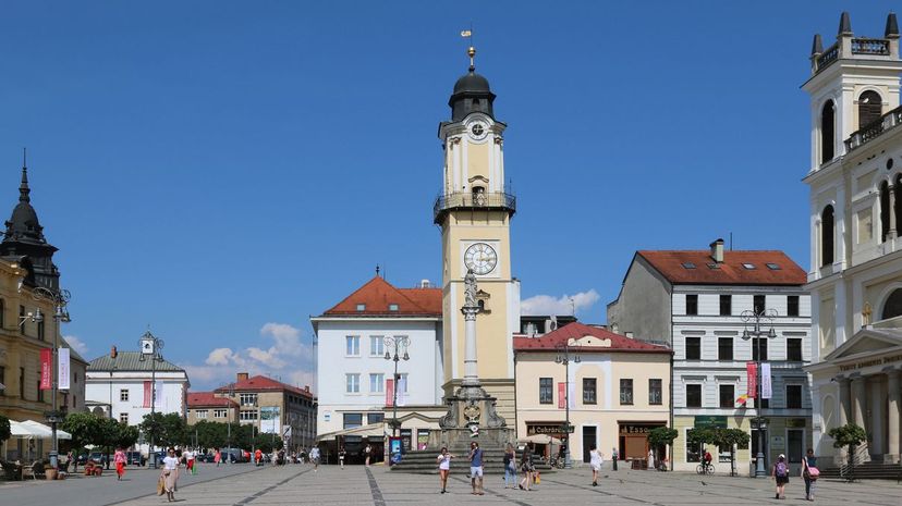 leaning clock tower of Banska