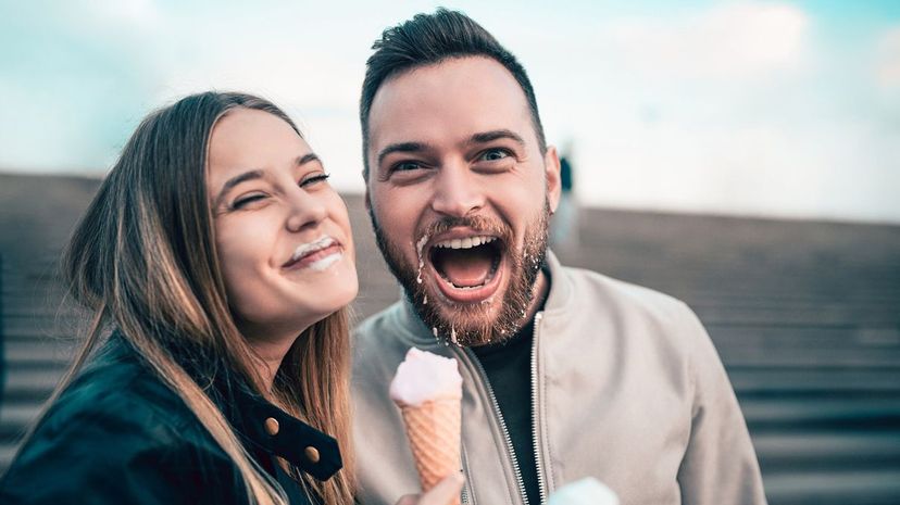 Couple eating ice cream