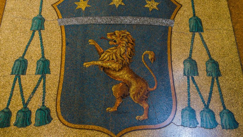 Heraldic lion on coat of arms