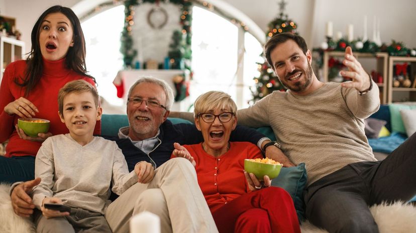 Family watching tv