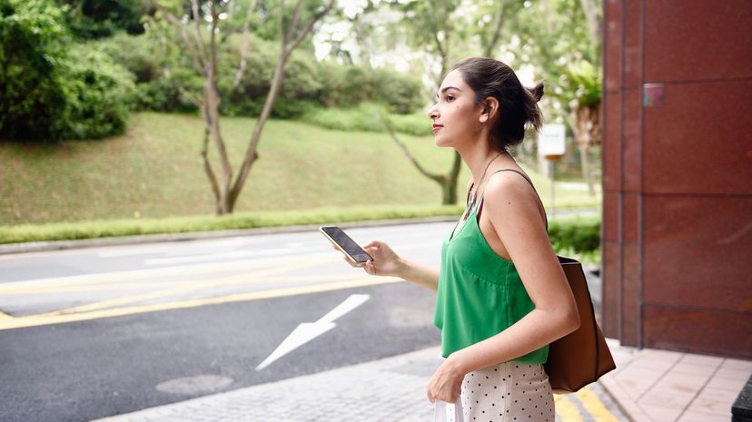 Woman waiting Uber