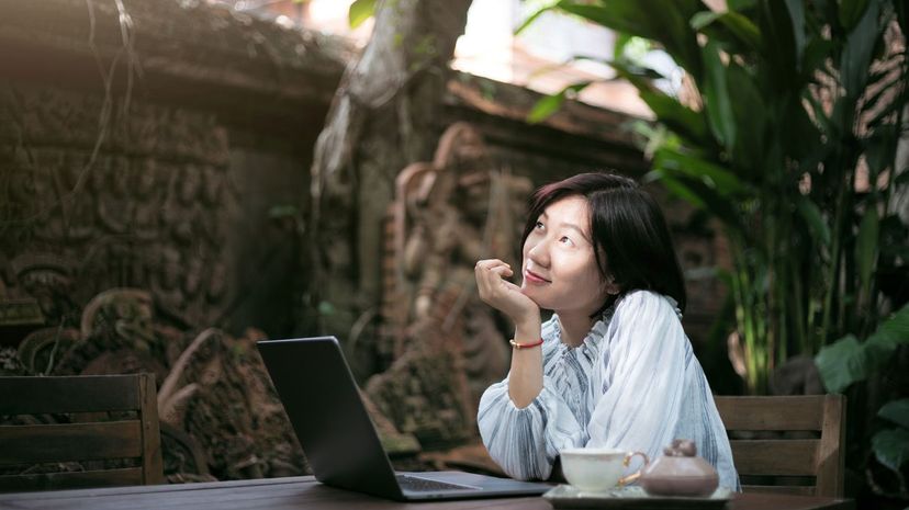 Daydreaming on Laptop