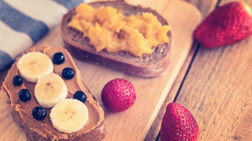 Peanut butter and jelly sandwich breakfast