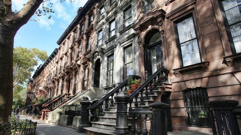 Row of brownstones in New York City