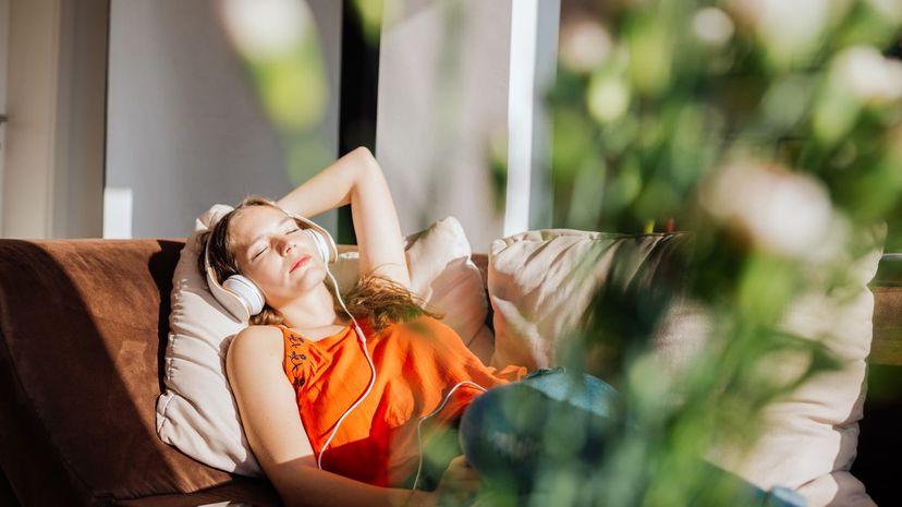 Woman relaxing in sunlight
