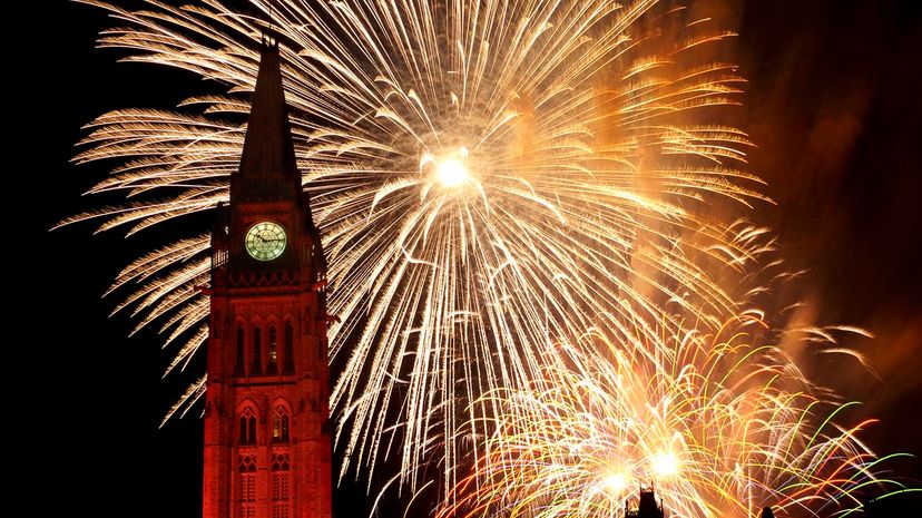 Fireworks over the Canadian Parliament, Ottawa on Canada Day