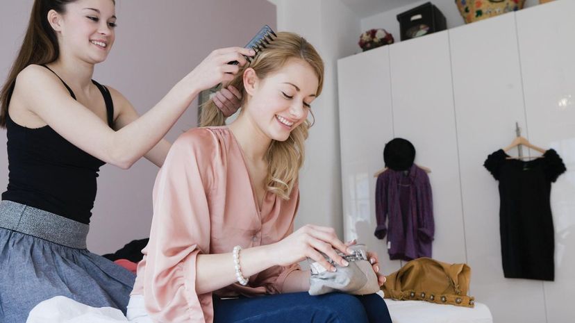 Friends doing hair