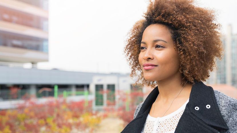 beautiful woman with afro