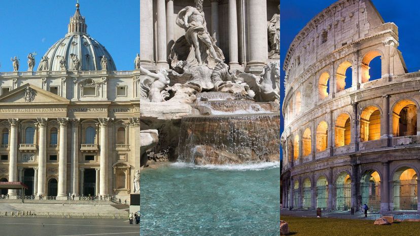 St. Peter's Basilica, Trevi Fountain and Colosseum - Rome
