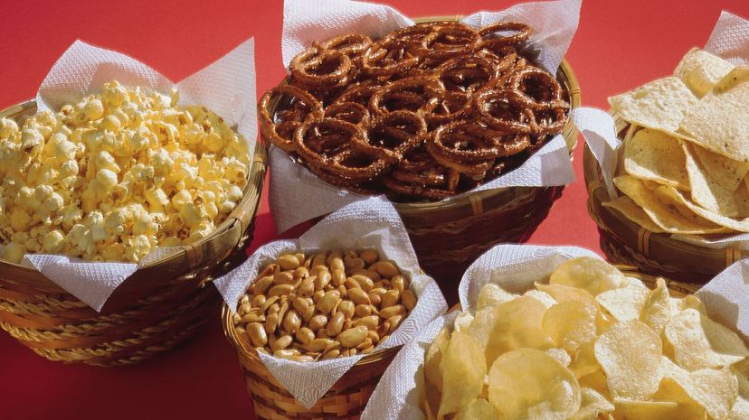Baskets of assorted snacks