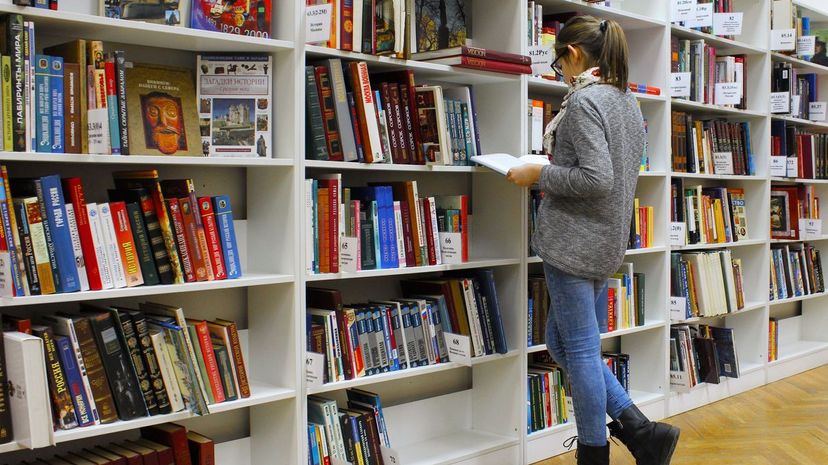 Girl in library