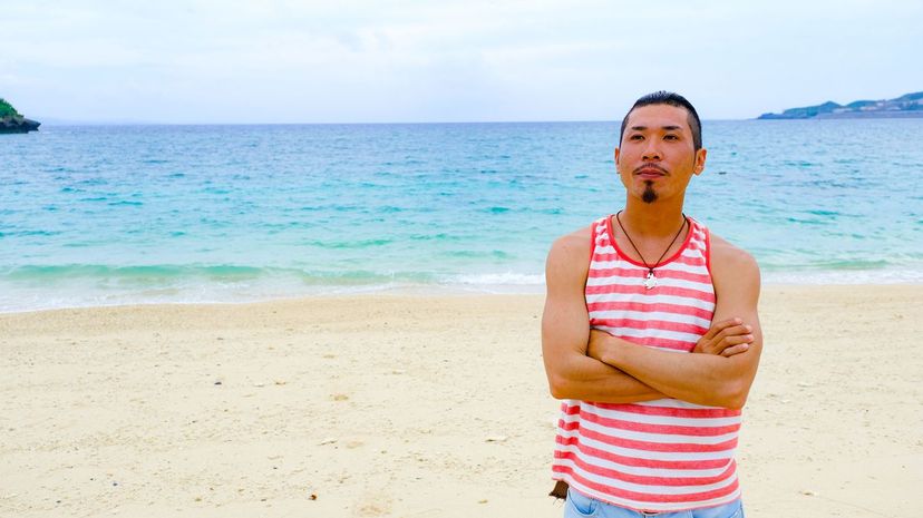 Man thinking on beach