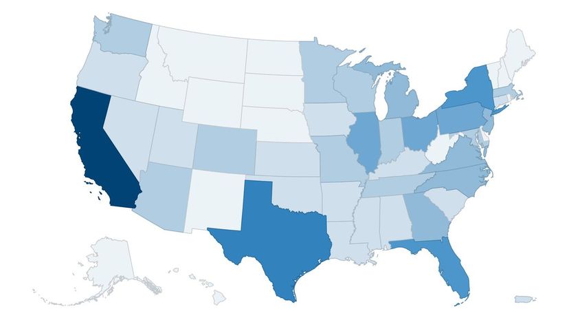 United States Map of Population by State (2015)