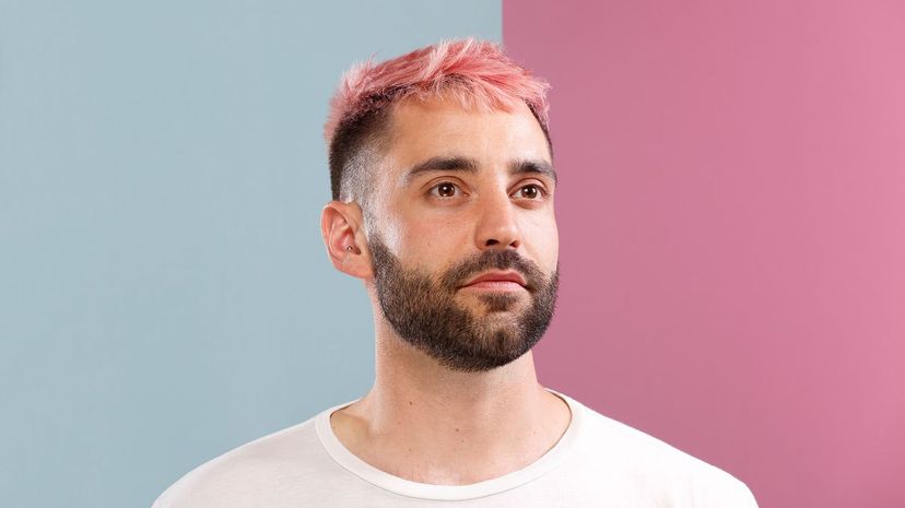 Man with pink hair